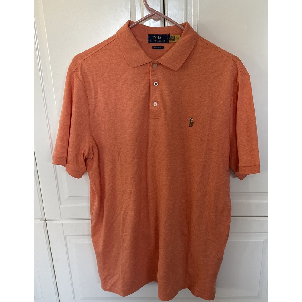 Polo Ralph Lauren Polo Classic Fit Orange Collared Golf Polo Shirt Men's M Logo